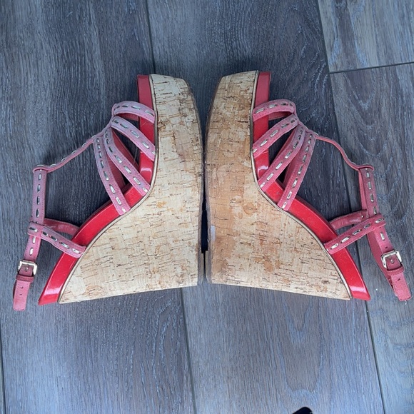 Christian Dior wedges size 8 coral - Picture 7 of 10